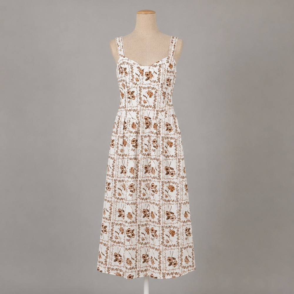 Floral Fairy Lace Trim Babydoll Peasant Dress Size M Brown Cottagecore Prairie